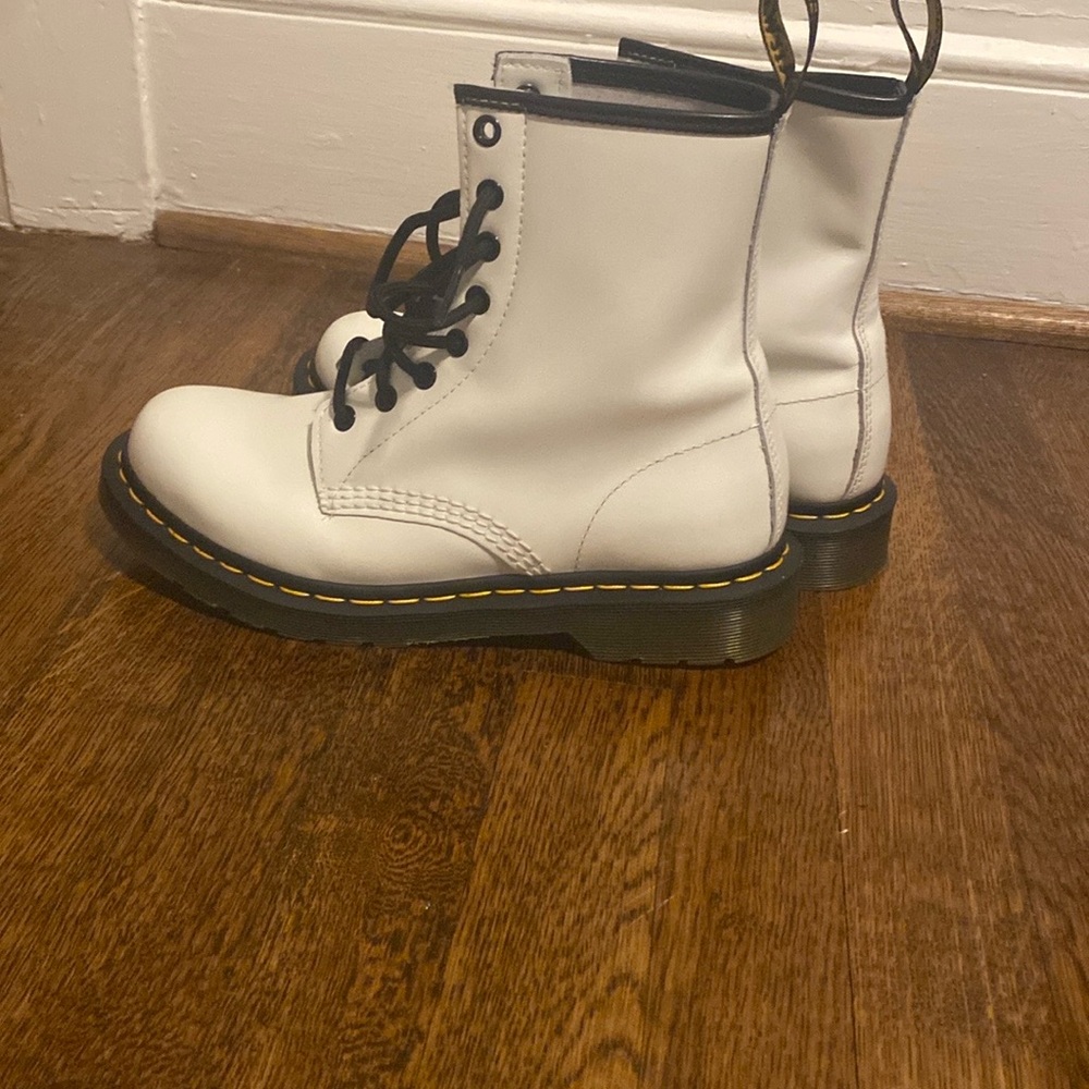 Dr. Martens White Lace Up Boots